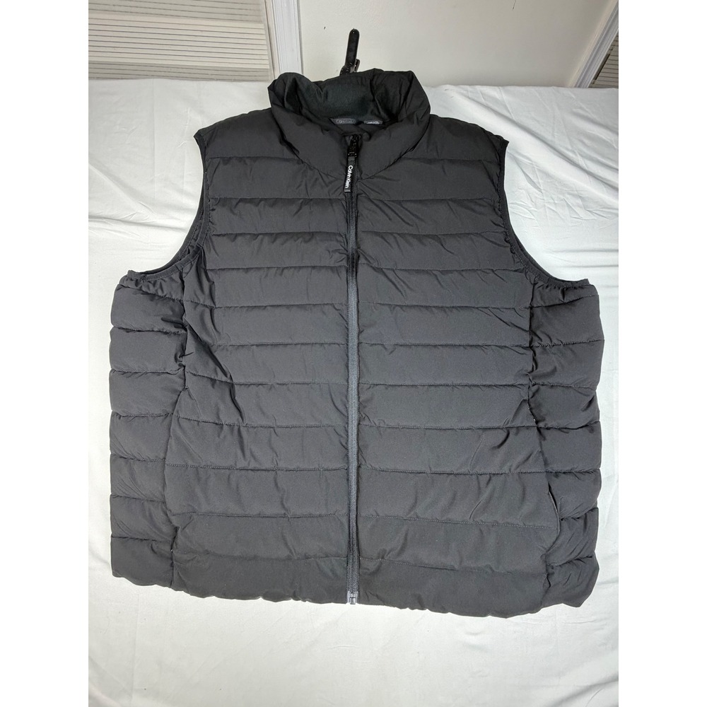 Calvin Klein Mens XXL Black Puffer Vest Full Zip Sorona Insulated Mock Neck